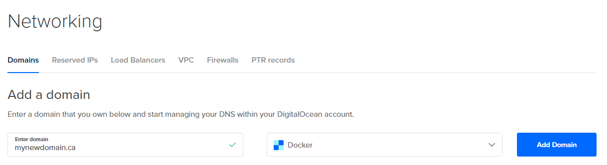 A screengrab of Digital Ocean's DNS settings