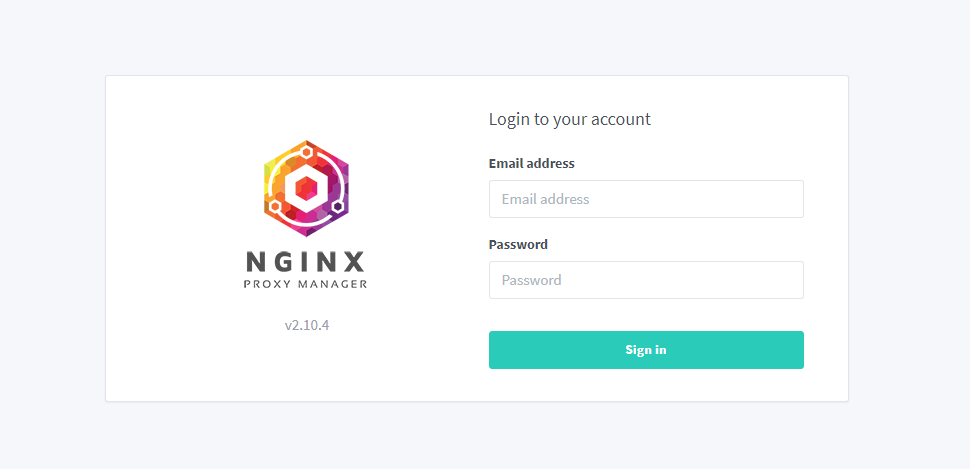 A screengrab of Nginx Proxy Manager login page